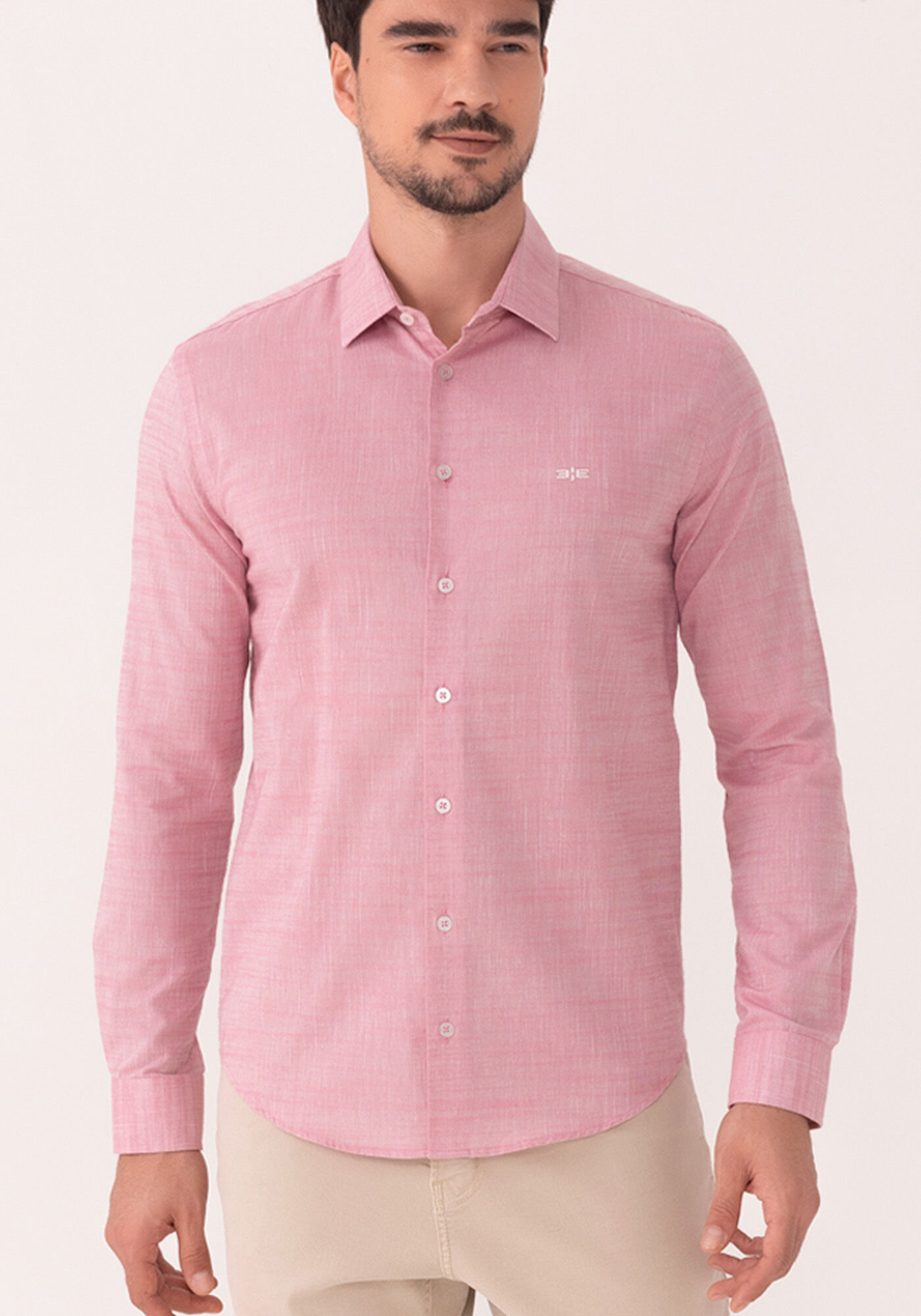 Camisa De Mangas Longas Slim Fit Em Algod&atilde;o Leve, BORDO WITCH, large.