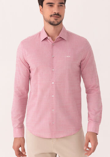 Camisa De Mangas Longas Slim Fit Em Algodão Leve, BORDO WITCH. Camisa De Mangas Longas Slim Fit Em Algodão Leve, BORDO WITCH, large.