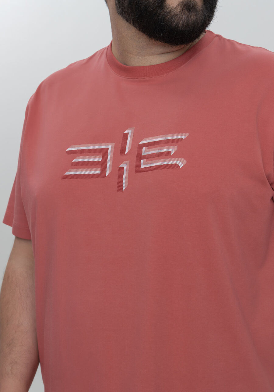 Camiseta Com Estampa Local Em Malha De Algodão Big & Tall, ROSA ASTRO. Camiseta Com Estampa Local Em Malha De Algodão Big & Tall, ROSA ASTRO, large.