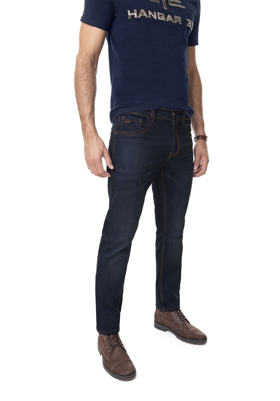 Calça com Elastano, JEANS ESCURO. Calça com Elastano, JEANS ESCURO, large.