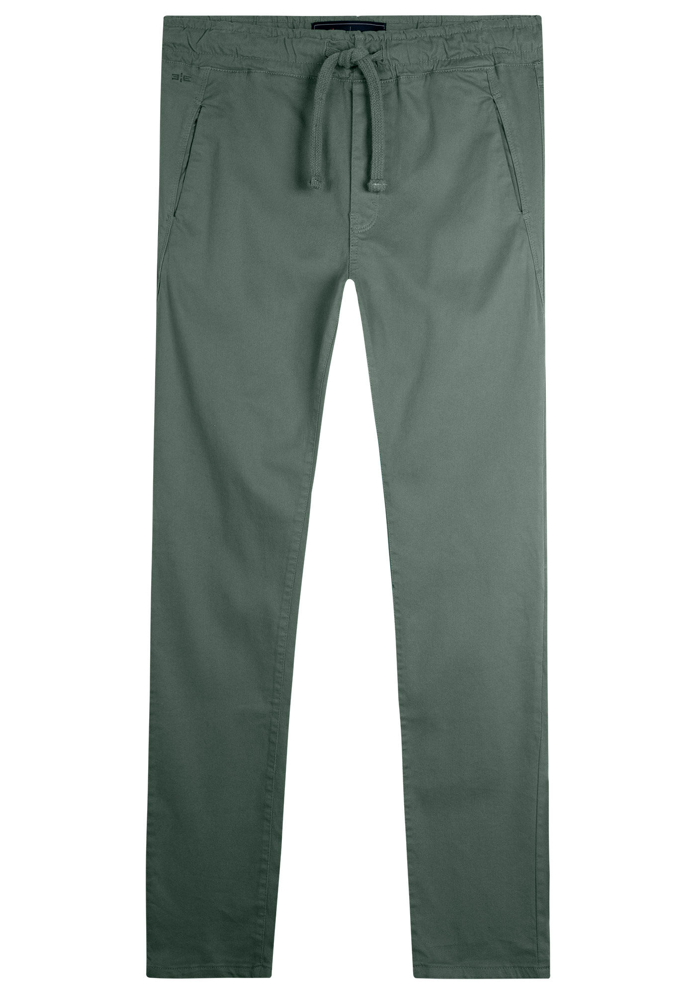 Cal&ccedil;a Jogging Com Bolsos Em Sarja Denim Malha, VERDE PANTANO, large.