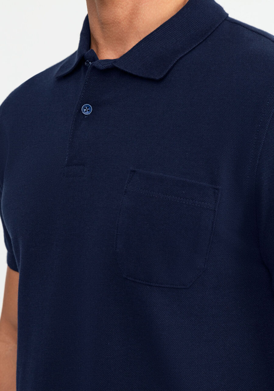 Camisa Polo em Malha Piquet com Bolso, MARINHO ACTION, large.