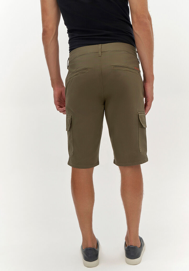 Bermuda Sarja Masculina Reta Chino Cargo, VERDE GUS, large.