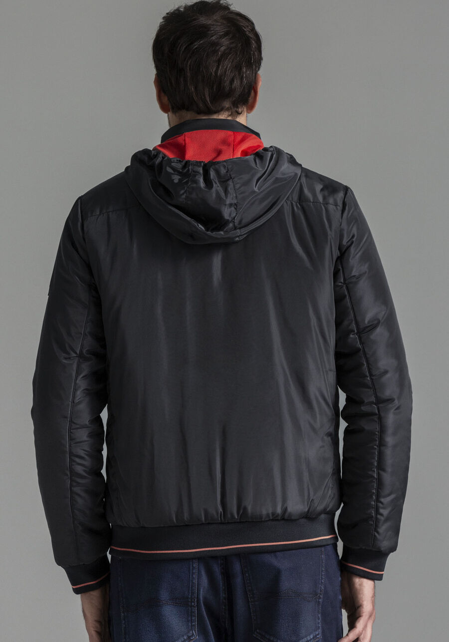 Jaqueta Em Tecido Nylon Com Capuz Removível E Zíper, MARINHO IMPERIO. Jaqueta Em Tecido Nylon Com Capuz Removível E Zíper, MARINHO IMPERIO, large.