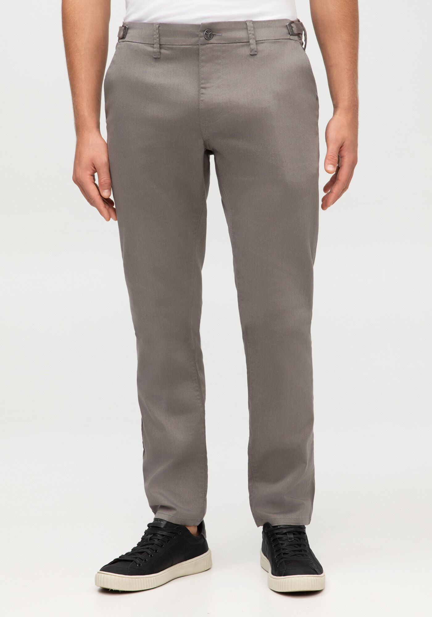 Cal&ccedil;a Slim Turbofan Em Sarja Com Elastano Smart Size, CINZA NOTI, large.