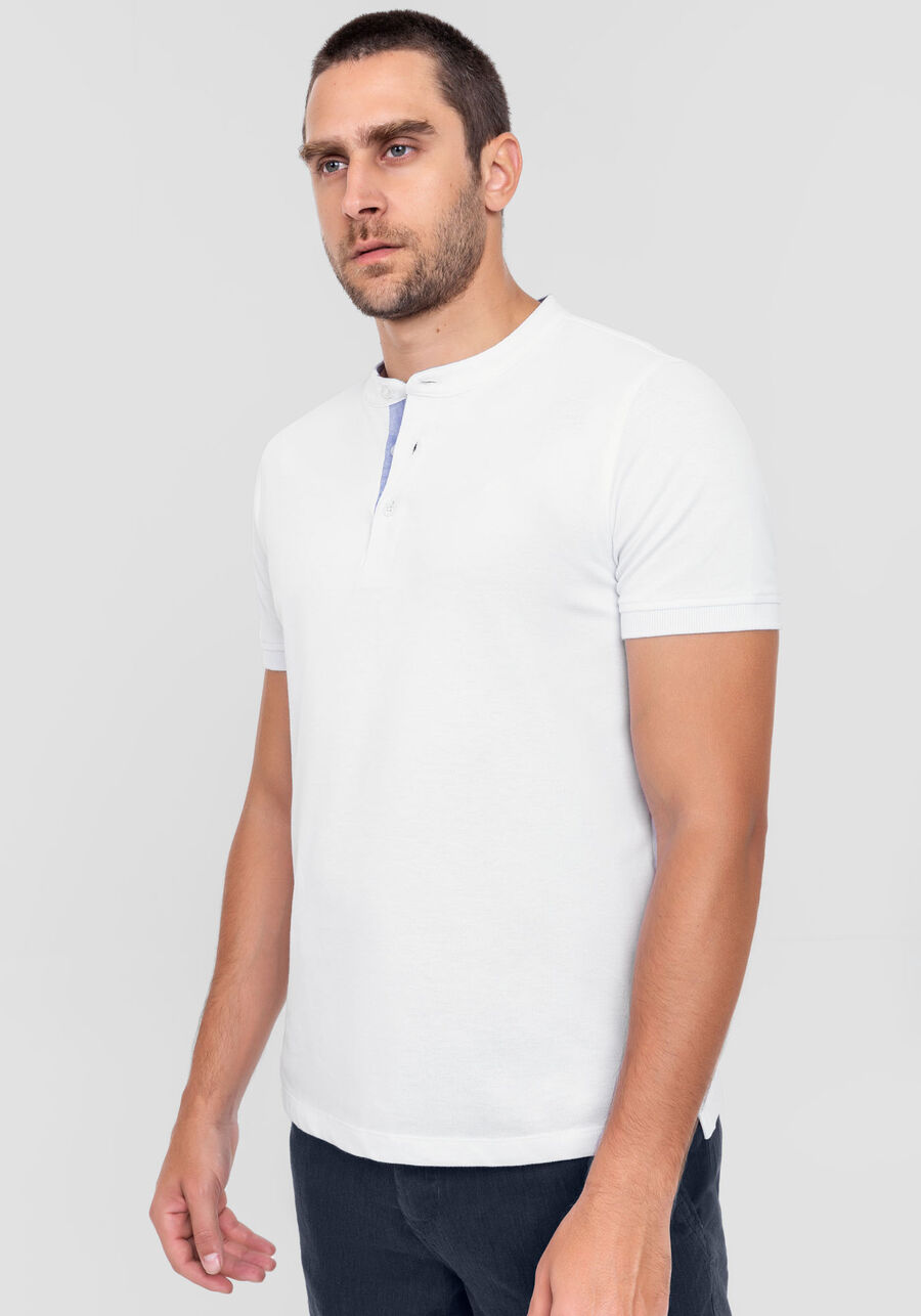 Camisa Gola Padre Masculina em Malha Piquet, BRANCO. Camisa Gola Padre Masculina em Malha Piquet, BRANCO, large.