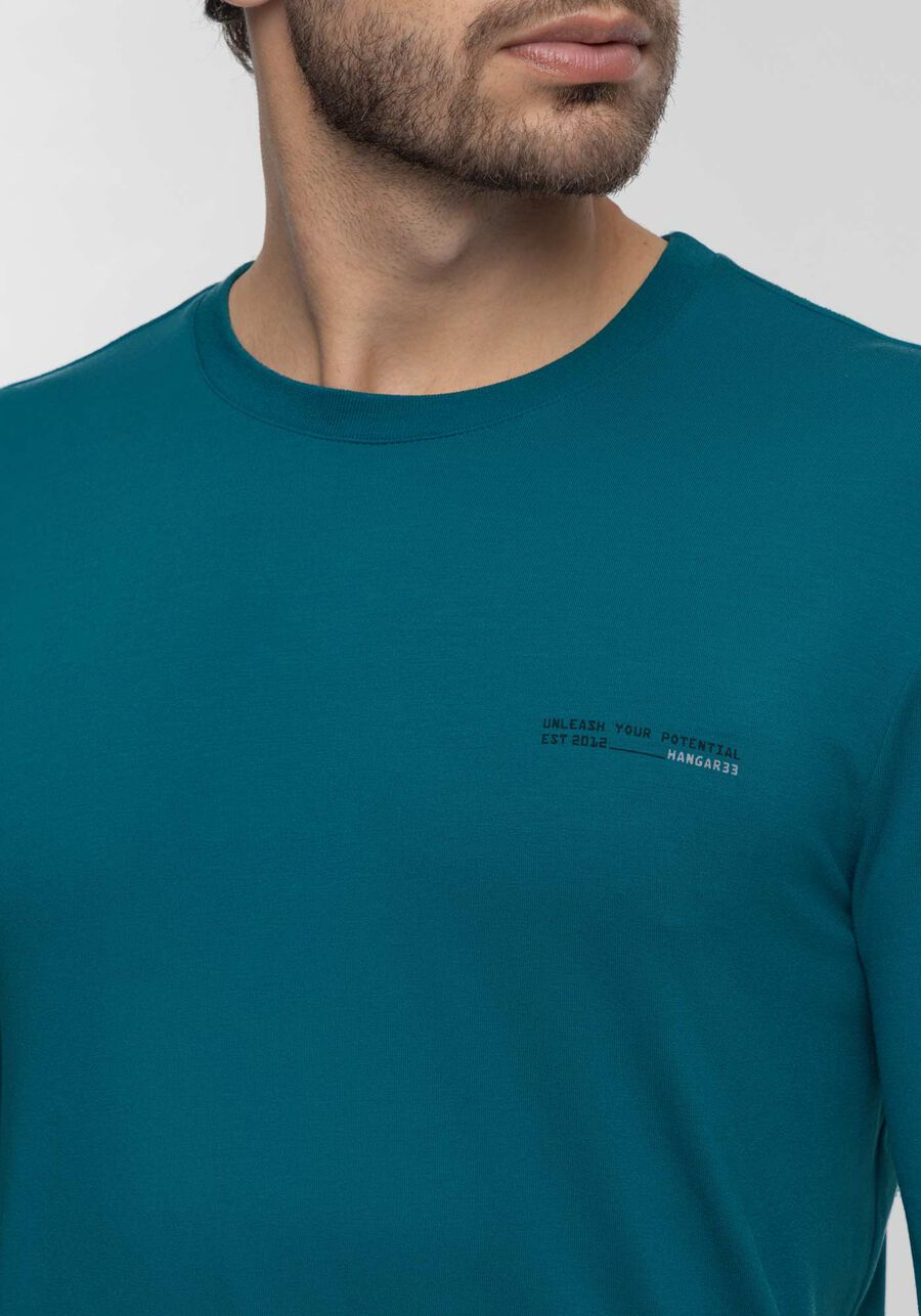 Camiseta De Mangas Longas Com Gola Redonda Em Malha Modal, AZUL FRANCA. Camiseta De Mangas Longas Com Gola Redonda Em Malha Modal, AZUL FRANCA, large.
