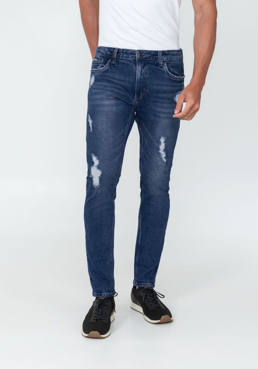 Calça Jeans Skinny Lavagem Média, JEANS, large.