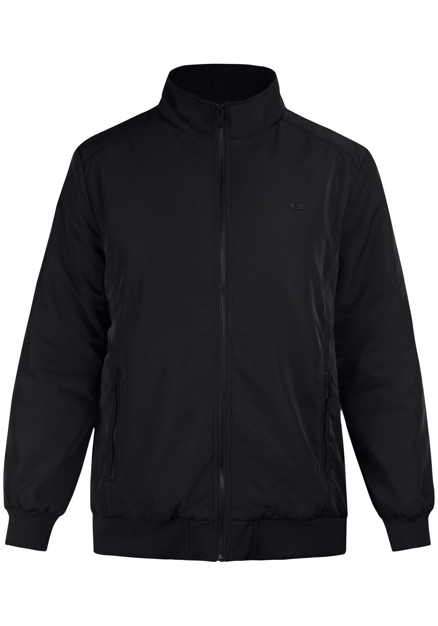 Jaqueta Casual Com Gola Alta E Bolsos Funcionais Big & Tall, PRETO REATIVO, large.