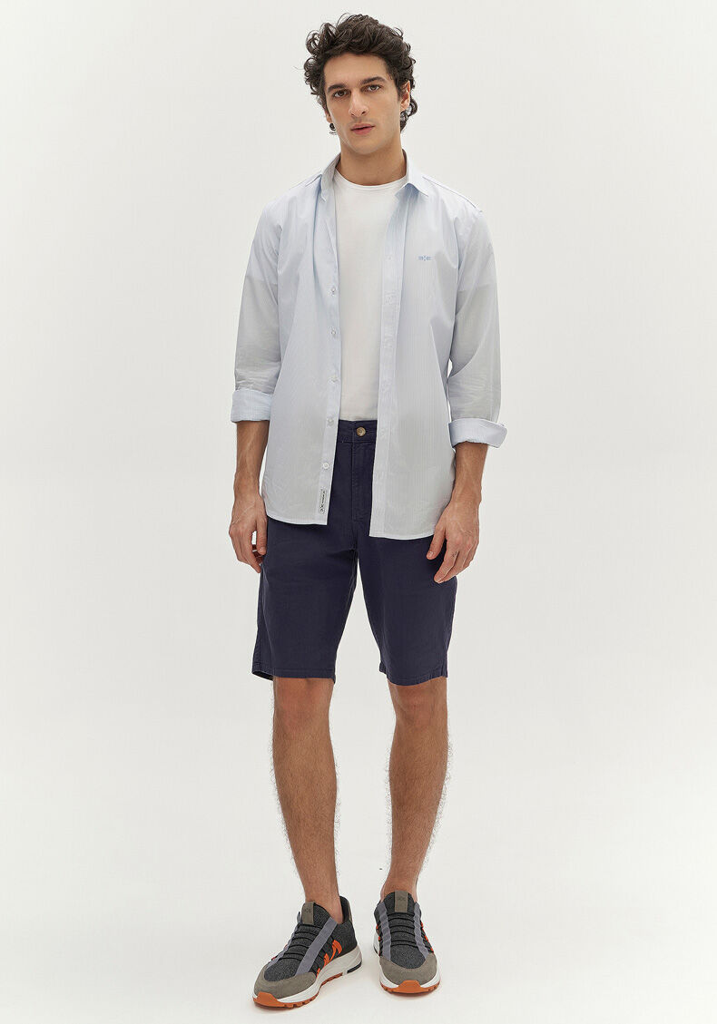 Bermuda Reta Radial Em Sarja Com Elastano, MARINHO ACTION, large.