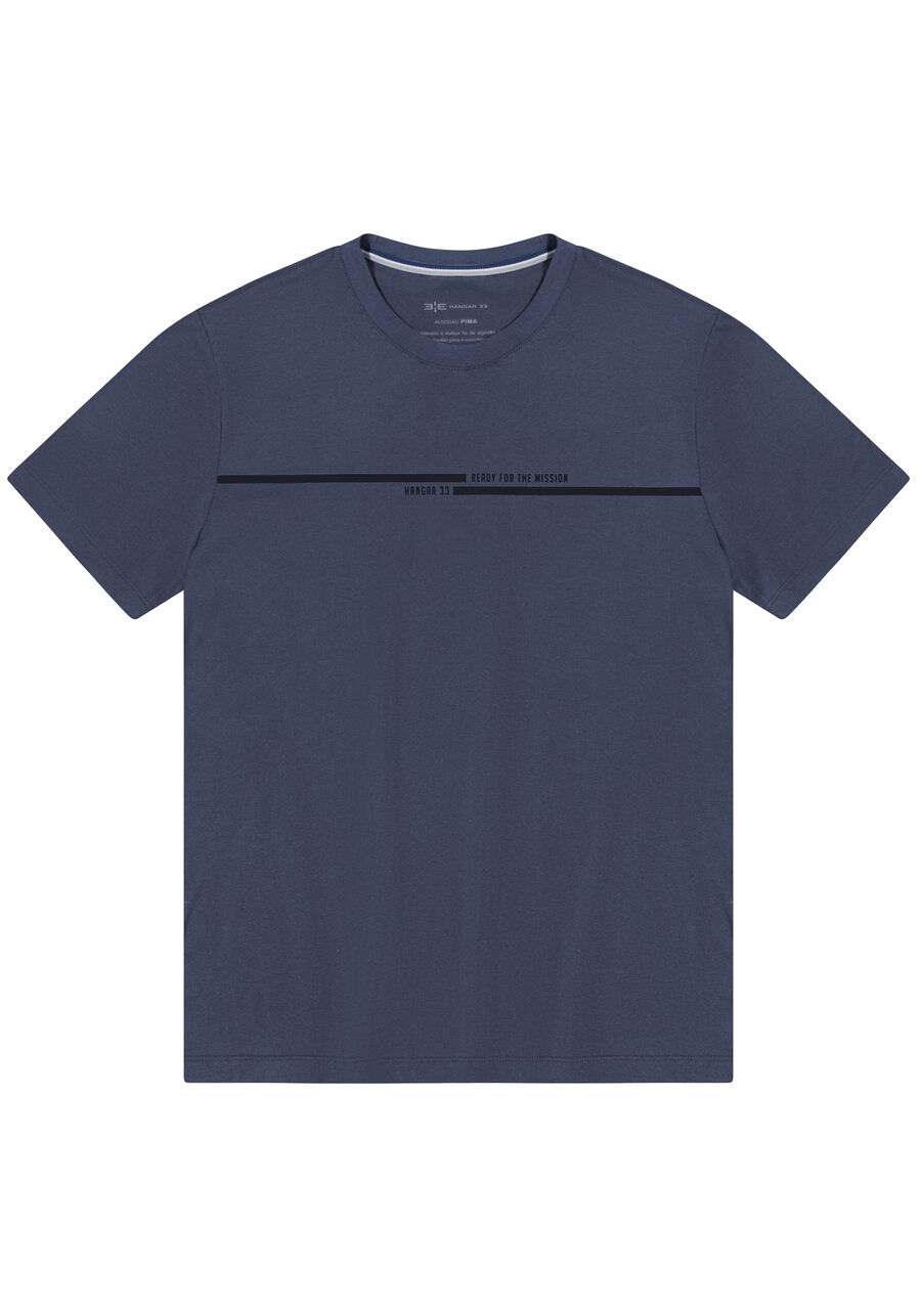 Camiseta Masculina em Malha Pima com Estampa, AZUL SEED. Camiseta Masculina em Malha Pima com Estampa, AZUL SEED, large.