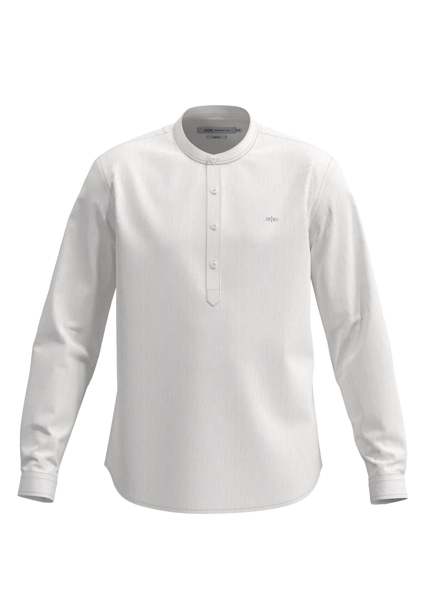 Camisa Bata Slim Fit De Mangas Longas Com Linho, BRANCO, large.