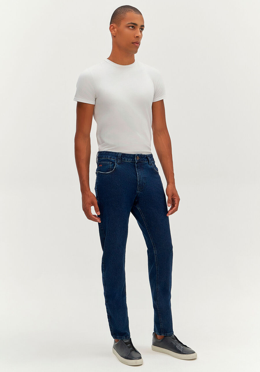 Calça Jeans Masculina Slim Escura, JEANS. Calça Jeans Masculina Slim Escura, JEANS, large.