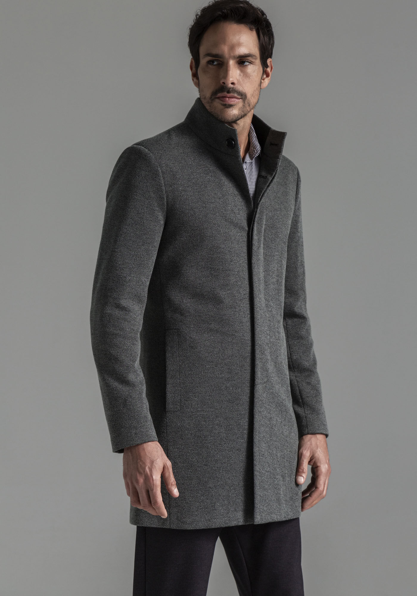 Trench Coat Masculino em Tecido Alfaiataria, CINZA NOTI, large.