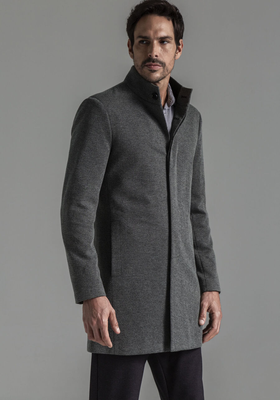 Trench Coat Masculino em Tecido Alfaiataria, CINZA NOTI. Trench Coat Masculino em Tecido Alfaiataria, CINZA NOTI, large.