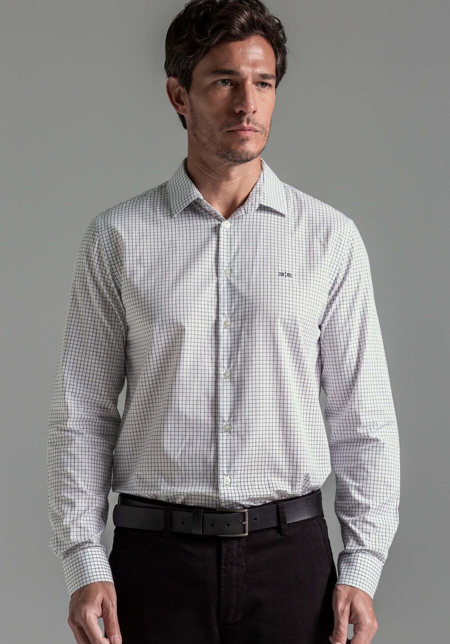 Camisa Masculina Slim Fit em Fio Egípcio, BRANCO. Camisa Masculina Slim Fit em Fio Egípcio, BRANCO, large.