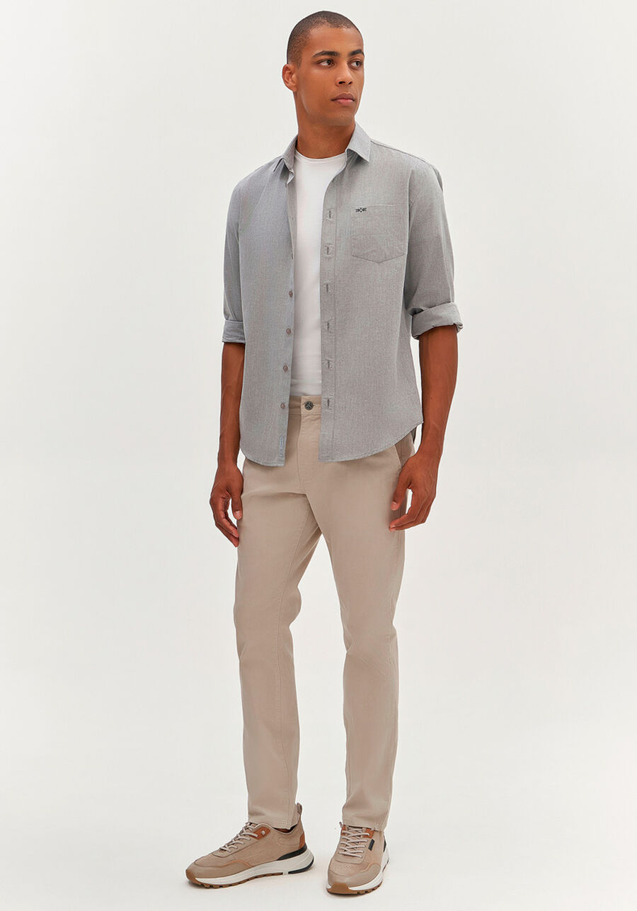 Calça Sarja Masculina Skinny Smart Size, BEGE GELO. Calça Sarja Masculina Skinny Smart Size, BEGE GELO, large.