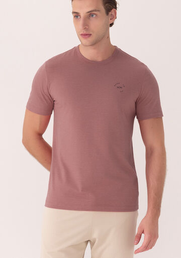 Camiseta Com Estampa Localizada Em Malha Mesclada, ROSA ASTRO. Camiseta Com Estampa Localizada Em Malha Mesclada, ROSA ASTRO, large.