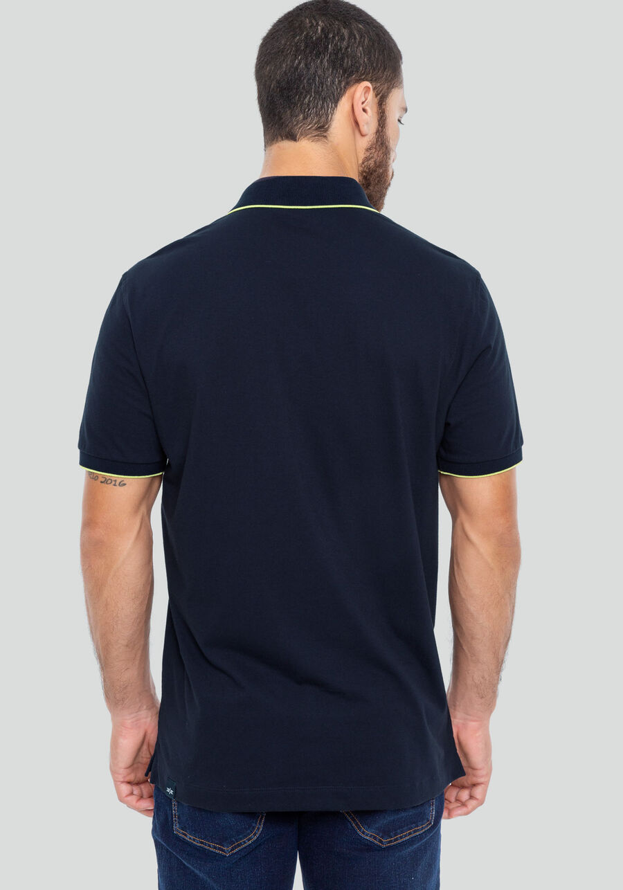 Camisa Polo Masculina em Malha com Detalhe Relevo, MARINHO IMPERIO. Camisa Polo Masculina em Malha com Detalhe Relevo, MARINHO IMPERIO, large.