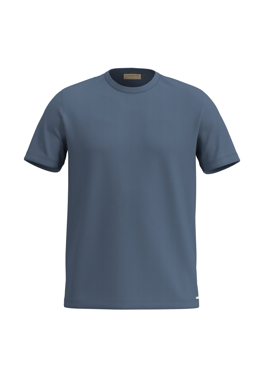 Camiseta Básica De Mangas Curtas Em Malha Texturizada, MARINHO CRISTAL. Camiseta Básica De Mangas Curtas Em Malha Texturizada, MARINHO CRISTAL, large.