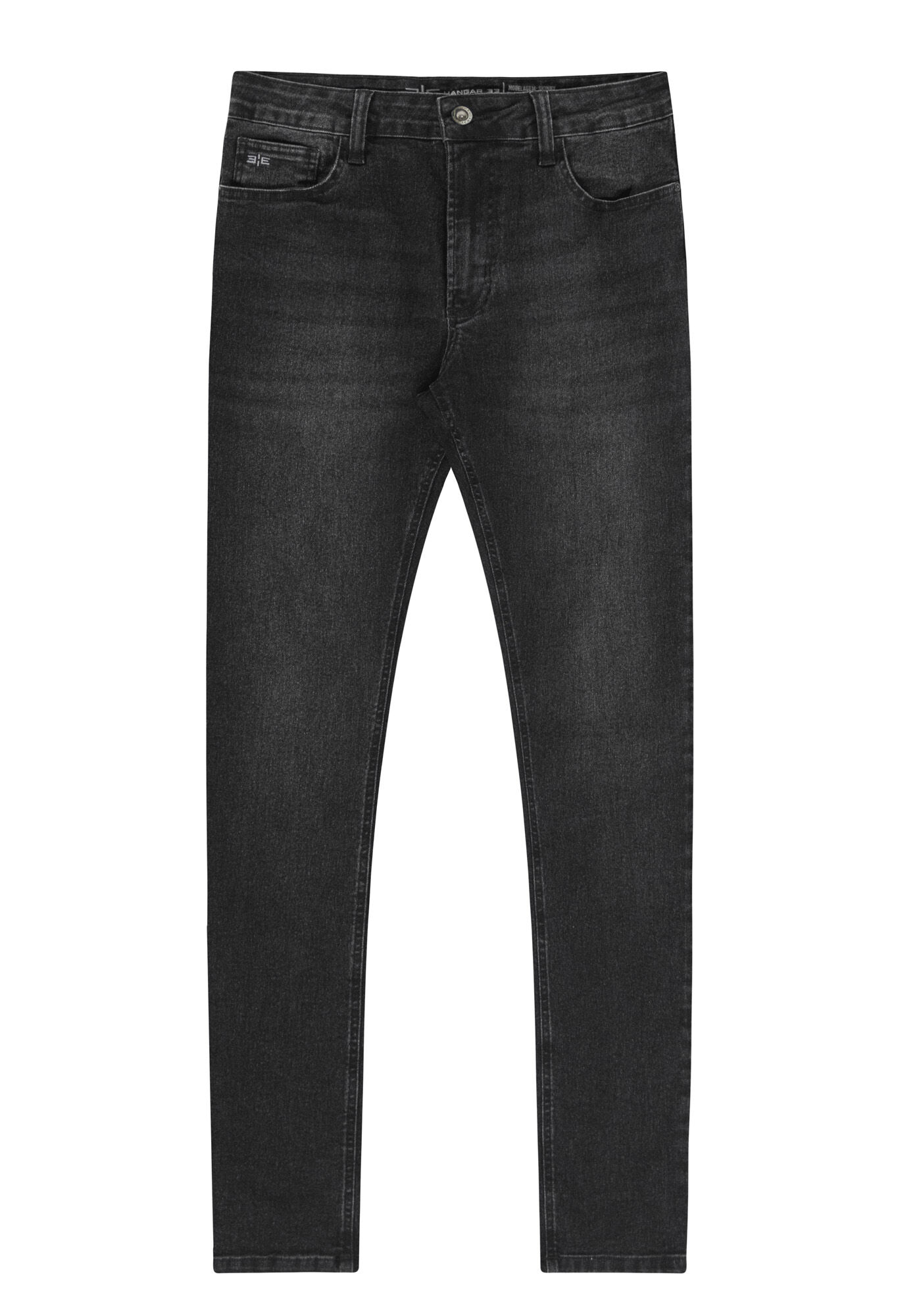 Cal&ccedil;a Jeans Masculina Skinny Preta Estonada, PRETO REATIVO, large.