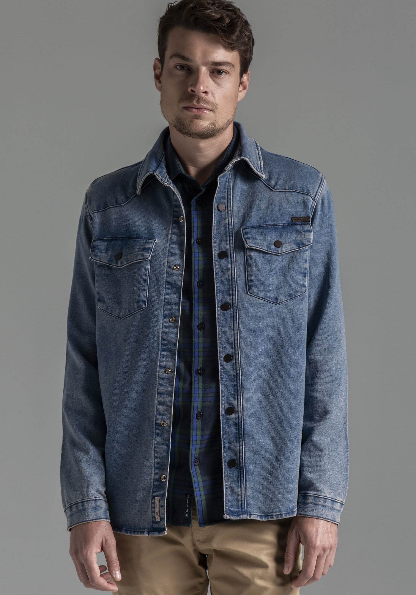 Camisa jeans masculina xgg 2025