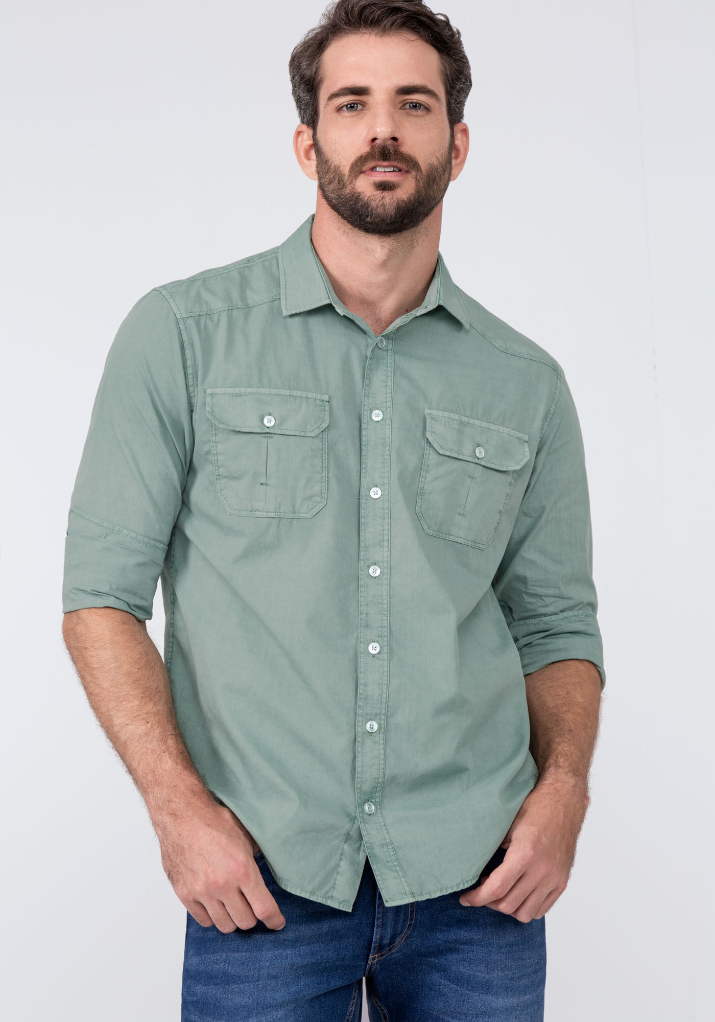 Camisa Masculina Slim Fit Tal Pai Tal Filho, VERDE MINERAL, large.