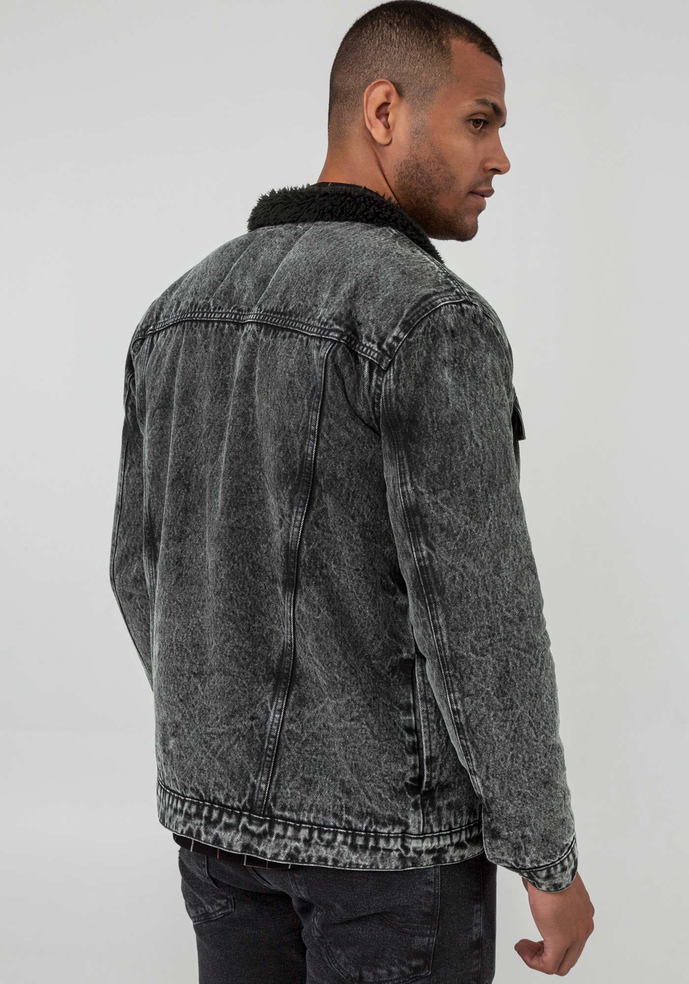 Jaqueta jeans forro de pelo sales