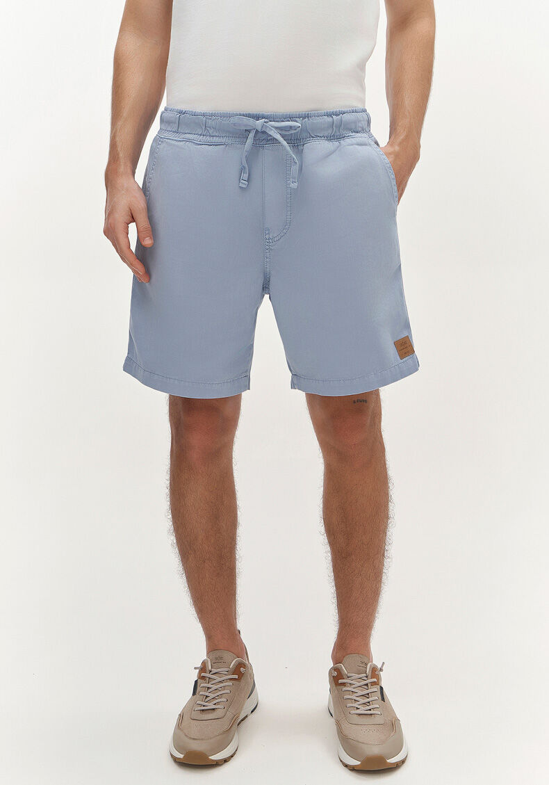 Shorts Jogging Com Bolsos Em Sarja Estonada, AZUL BRUMA, large.