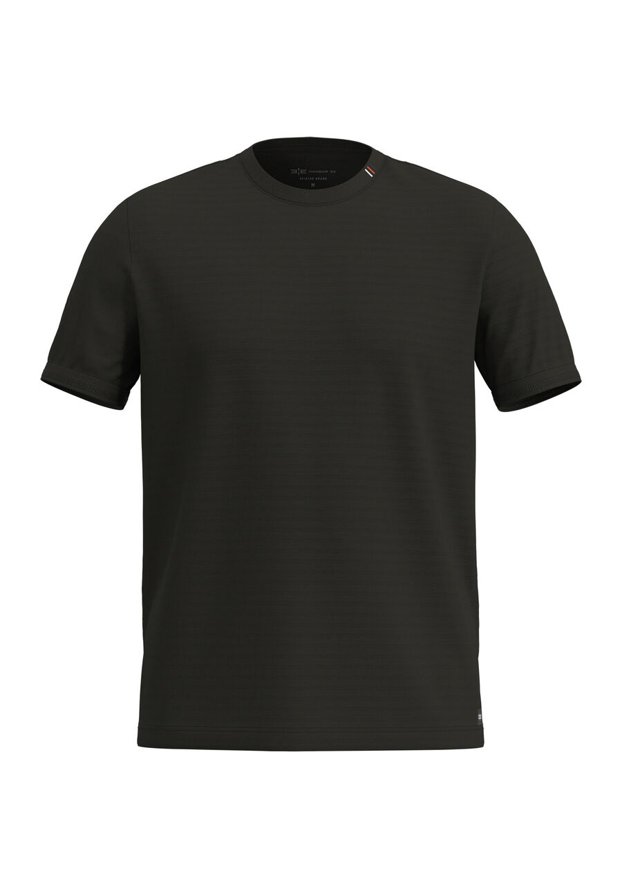 Camiseta Com Gola Bordada Em Malha Texturizada, PRETO. Camiseta Com Gola Bordada Em Malha Texturizada, PRETO, large.