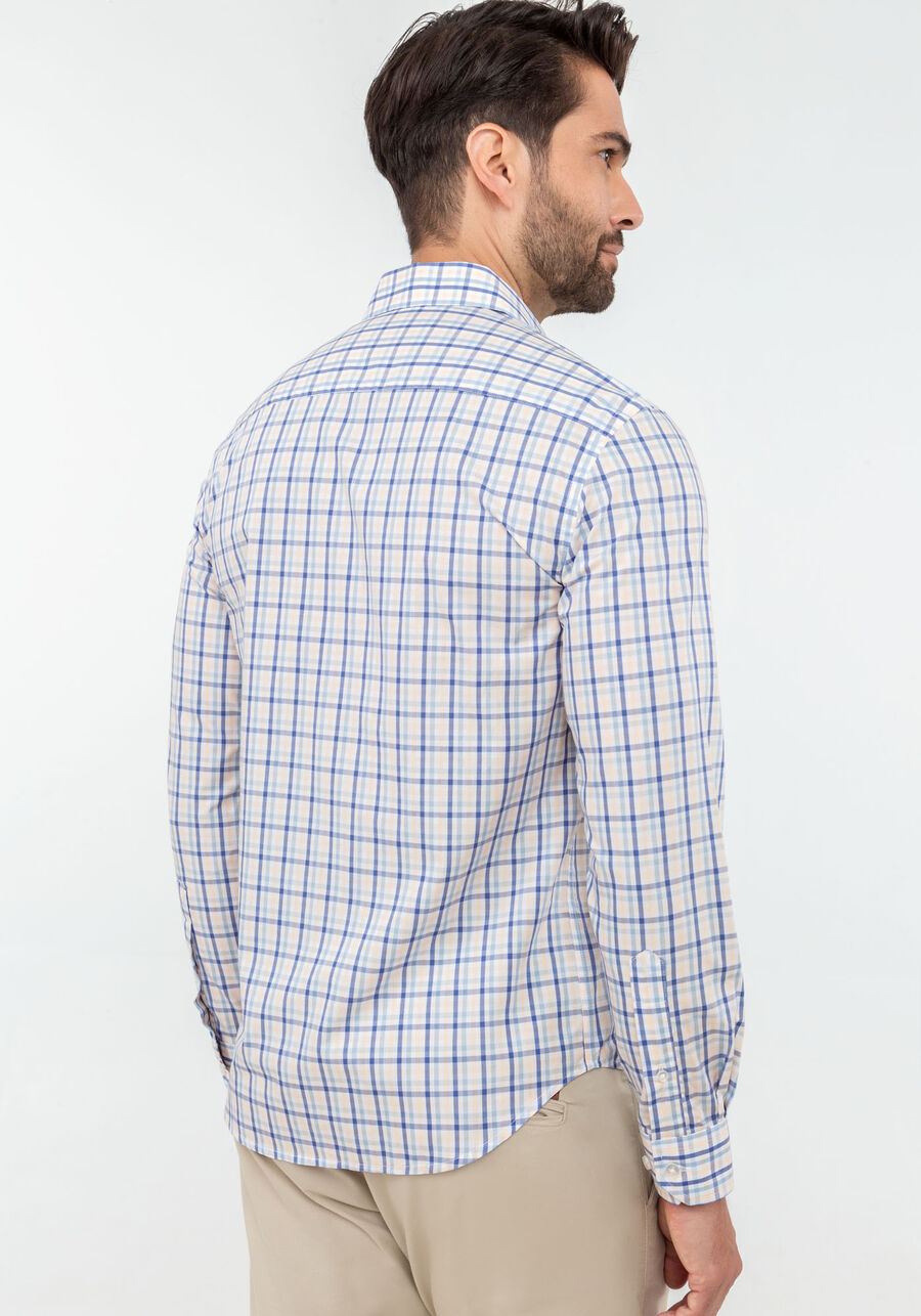 Camisa Masculina Slim Fit em Tricoline Texturizado, AZUL TENDER, large.