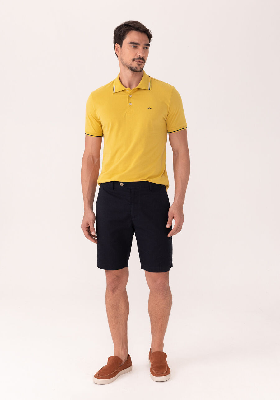 Bermuda Com Bolsos Em Tecido Com Linho, MARINHO IMPERIO. Bermuda Com Bolsos Em Tecido Com Linho, MARINHO IMPERIO, large.