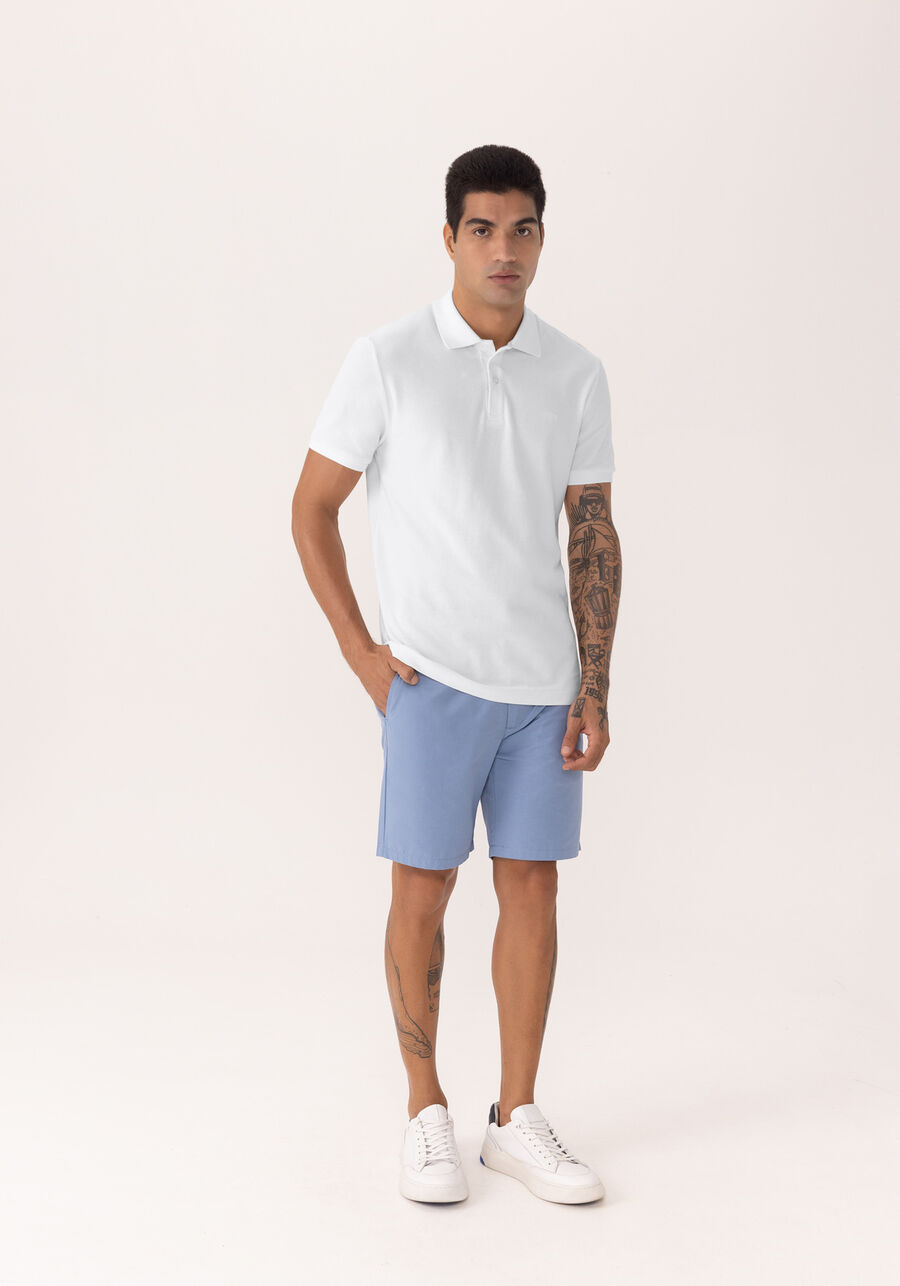 Camisa Polo De Mangas Curtas Colors Em Malha Mercerizada, BRANCO. Camisa Polo De Mangas Curtas Colors Em Malha Mercerizada, BRANCO, large.