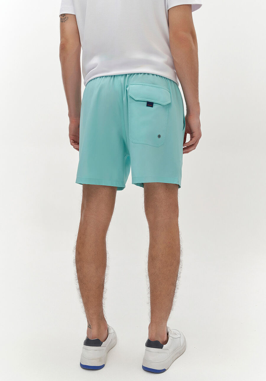 Shorts Com Bolso E Cadarço Regulável Em Tecido Plano, AZUL BORA BORA. Shorts Com Bolso E Cadarço Regulável Em Tecido Plano, AZUL BORA BORA, large.