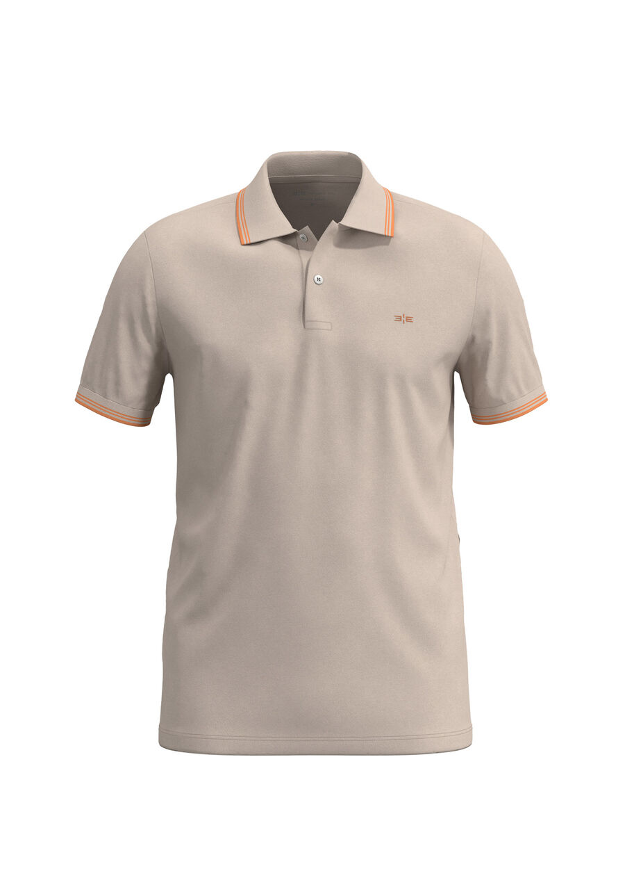 Camisa Polo De Mangas Curtas Em Algodão Responsável, BEGE SILVERSTONE. Camisa Polo De Mangas Curtas Em Algodão Responsável, BEGE SILVERSTONE, large.