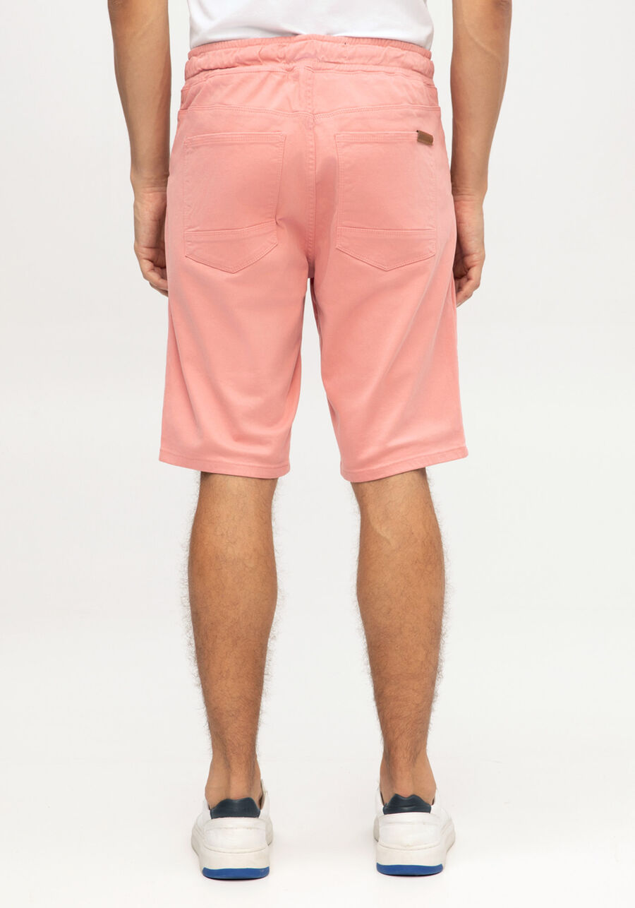 Bermuda Jogging Com Bolsos Em Sarja Denim Malha, ROSA CADMIUM. Bermuda Jogging Com Bolsos Em Sarja Denim Malha, ROSA CADMIUM, large.