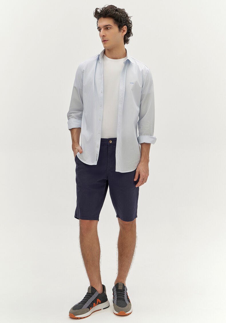 Bermuda Reta Radial Em Sarja Com Elastano, MARINHO ACTION, large.