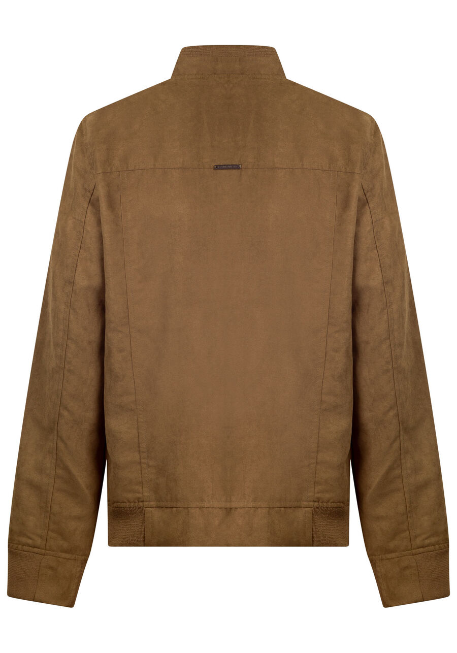 Jaqueta Bomber Masculina Com Punho E Zíper Em Suede, MARROM TILE. Jaqueta Bomber Masculina Com Punho E Zíper Em Suede, MARROM TILE, large.