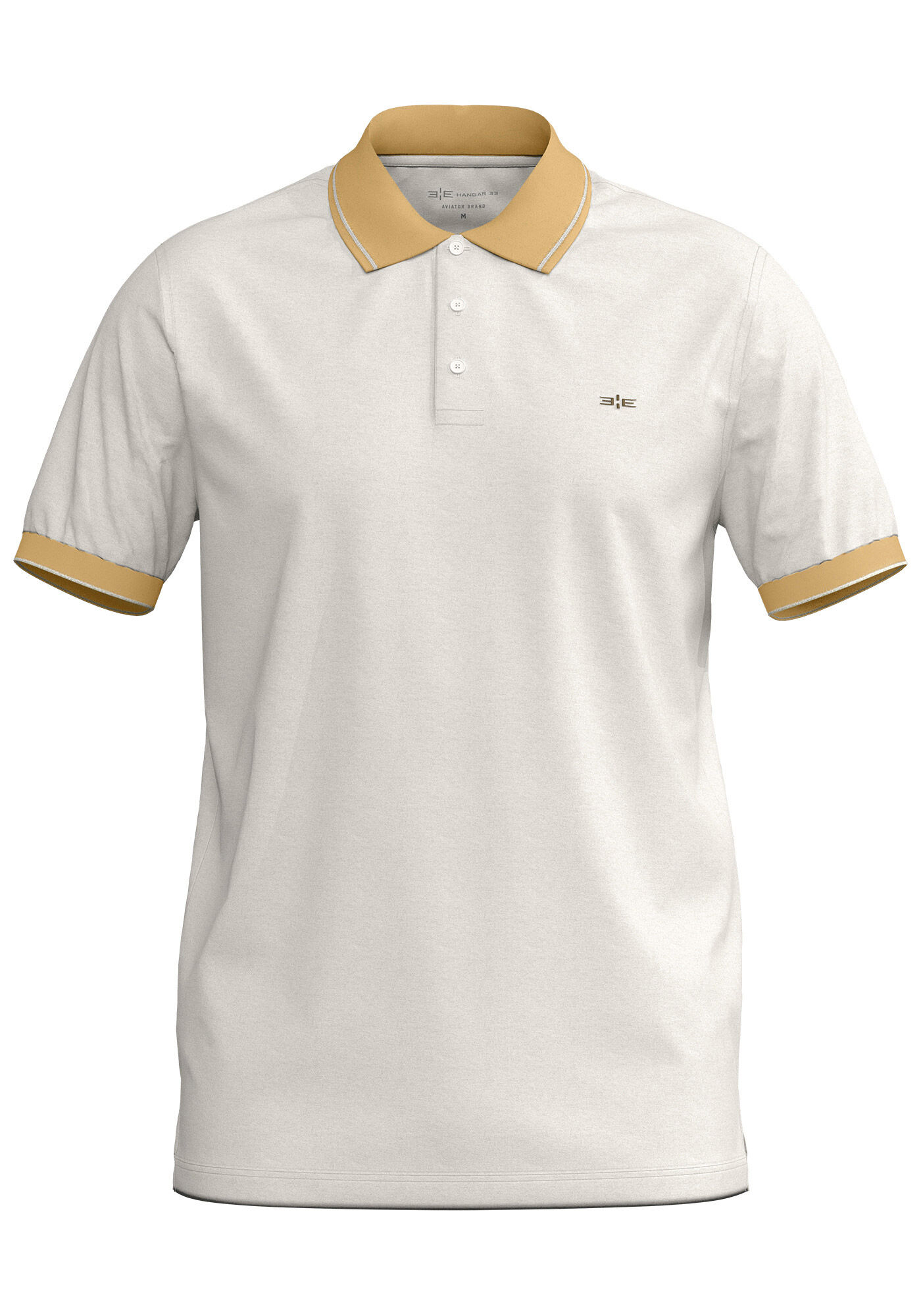 Camisa Polo Masculina com Detalhe Retil&iacute;nea, BRANCO OFF WHITE, large.