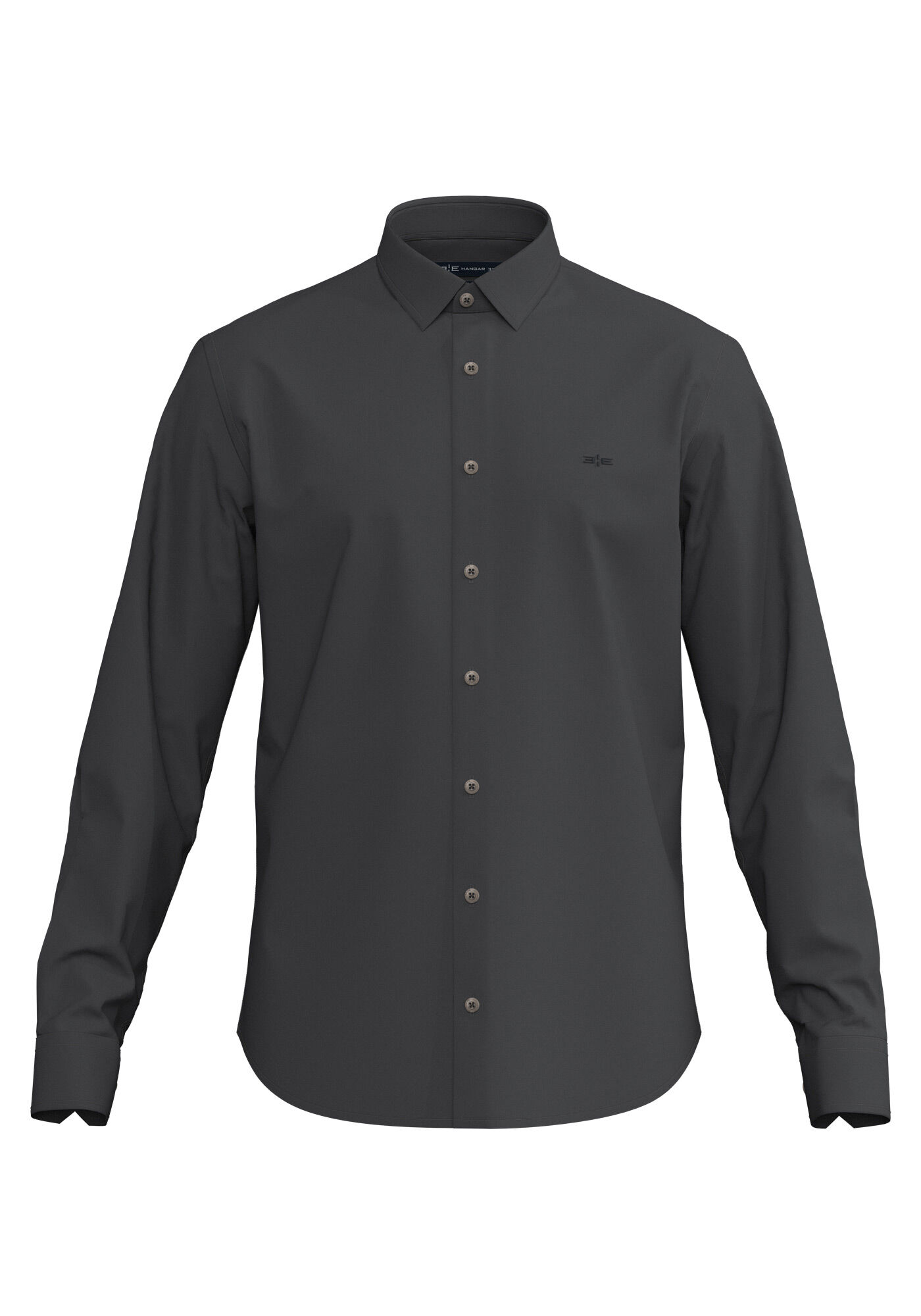 Camisa Masculina Slim Fit Com Mangas Longas Em Tecido Plano, CINZA NOTI, large.