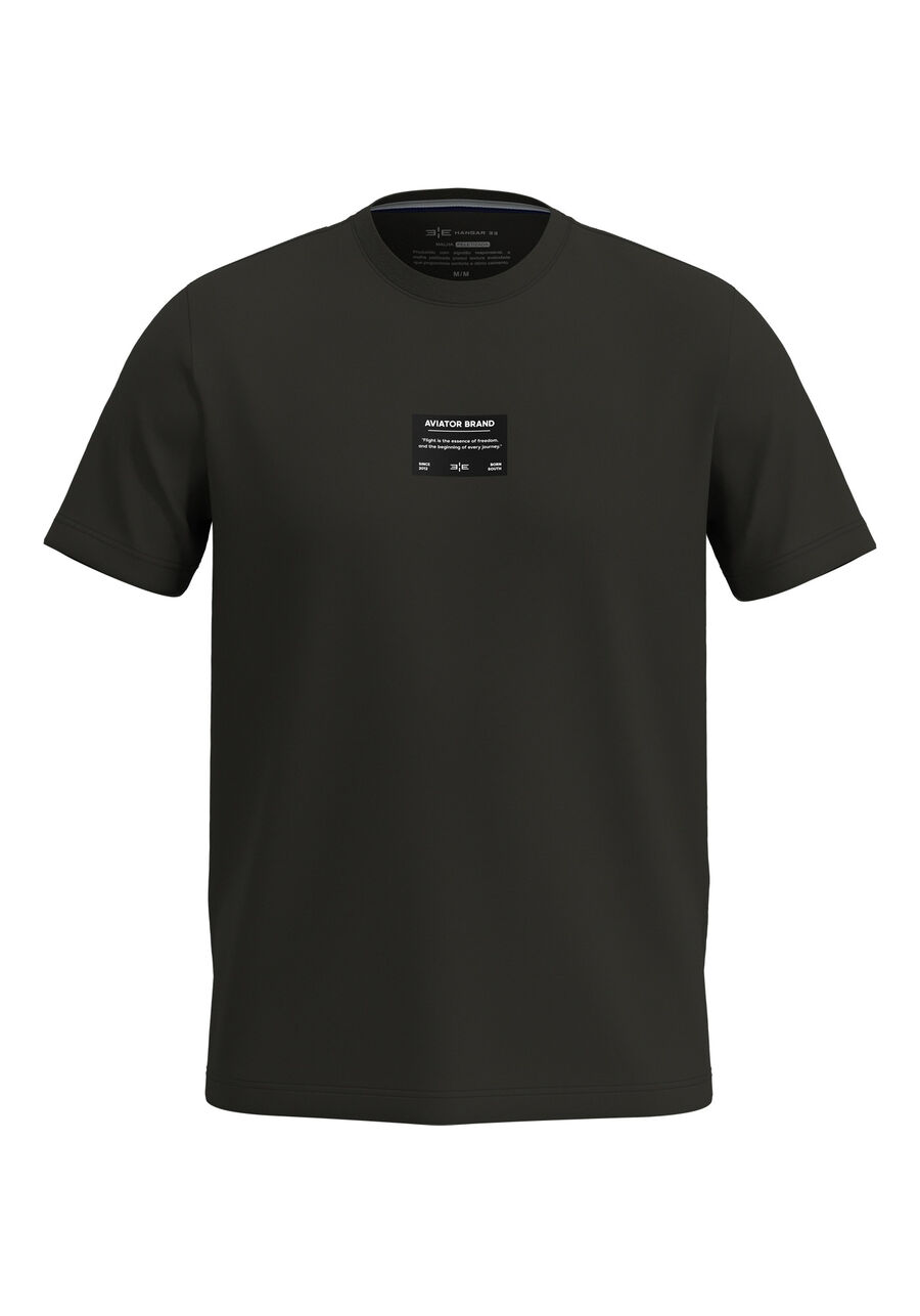 Camiseta Com Estampa Localizada Em Meia Malha Peletizada, PRETO. Camiseta Com Estampa Localizada Em Meia Malha Peletizada, PRETO, large.