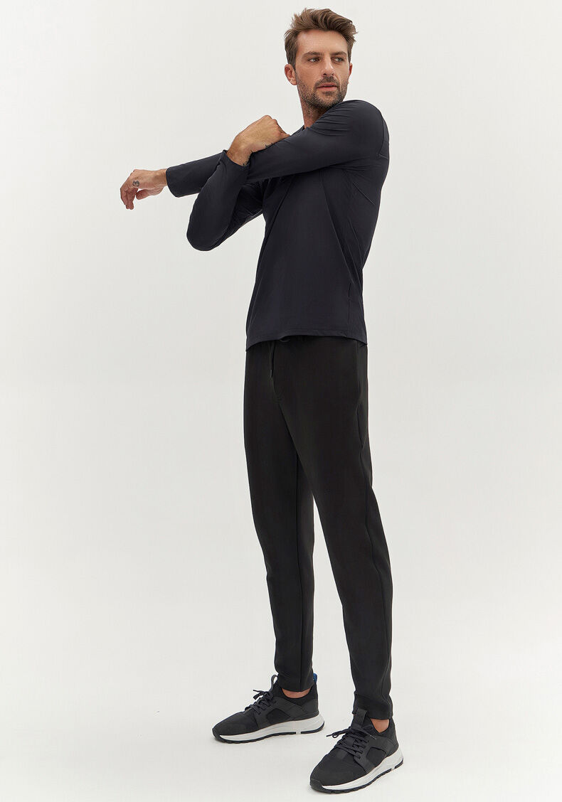 Camiseta De Mangas Longas Masculina Com Prote&ccedil;&atilde;o Solar, PRETO REATIVO, large.