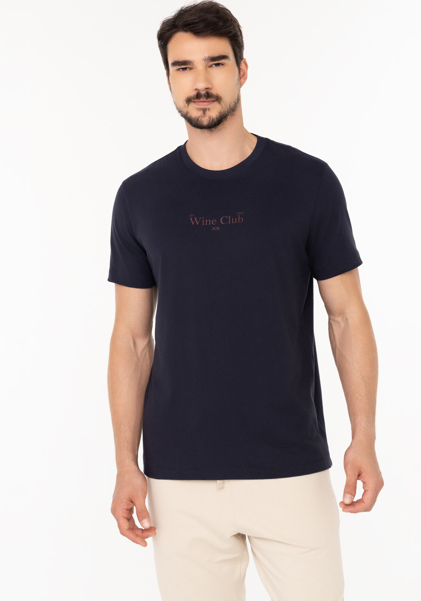 Camiseta De Mangas Curtas Em Meia Malha De Algod&atilde;o Fio 30, MARINHO IMPERIO, large.