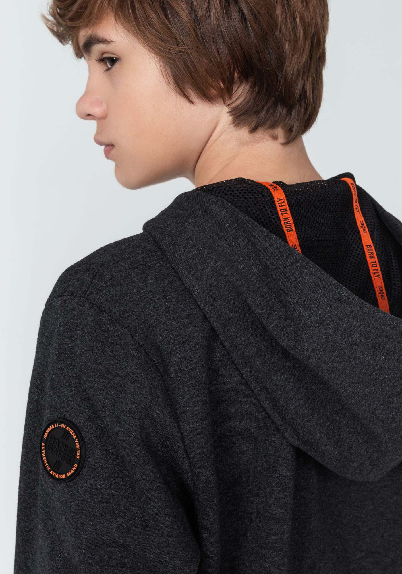 Jaqueta em Moletom com Capuz Telado Juvenil, GRAFITE, large.