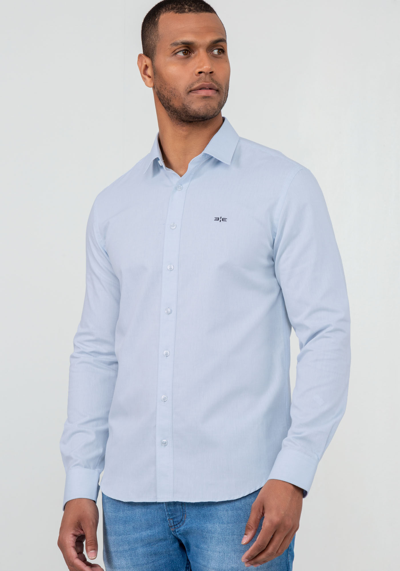 Camisa azul slim fit clearance