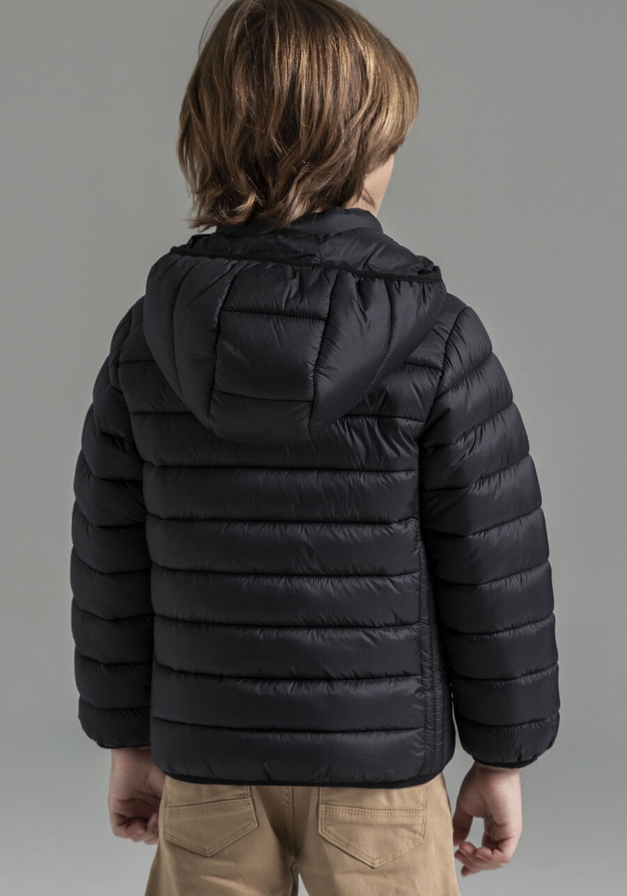 Jaqueta Puffer Infantil com Bolso Zíper, PRETO REATIVO. Jaqueta Puffer Infantil com Bolso Zíper, PRETO REATIVO, large.