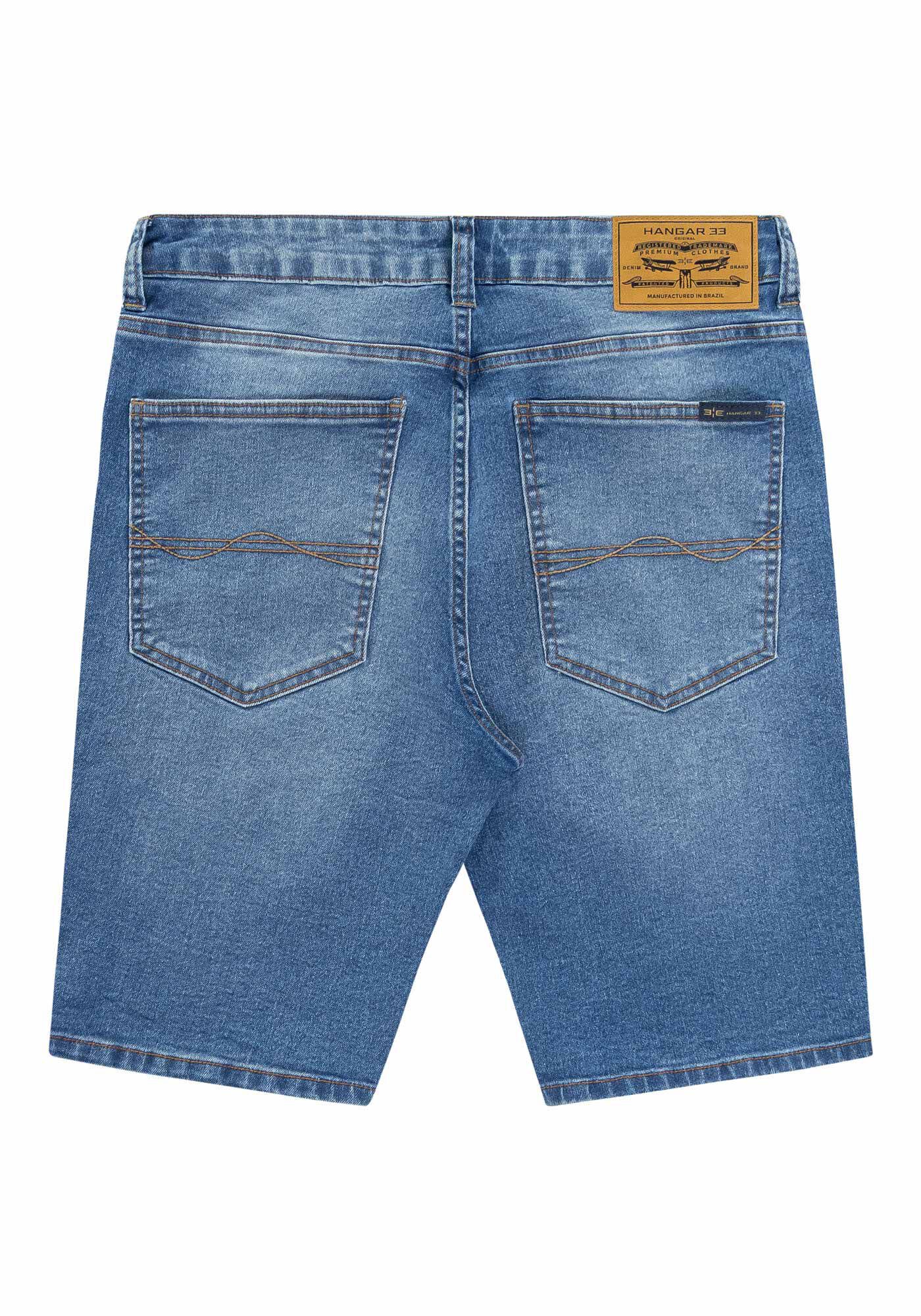 Bermuda Jeans Masculina Reta com Elasticidade, JEANS, large.