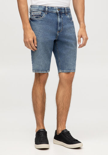 Bermuda Jeans Masculina Reta Marmorizada, JEANS. Bermuda Jeans Masculina Reta Marmorizada, JEANS, large.