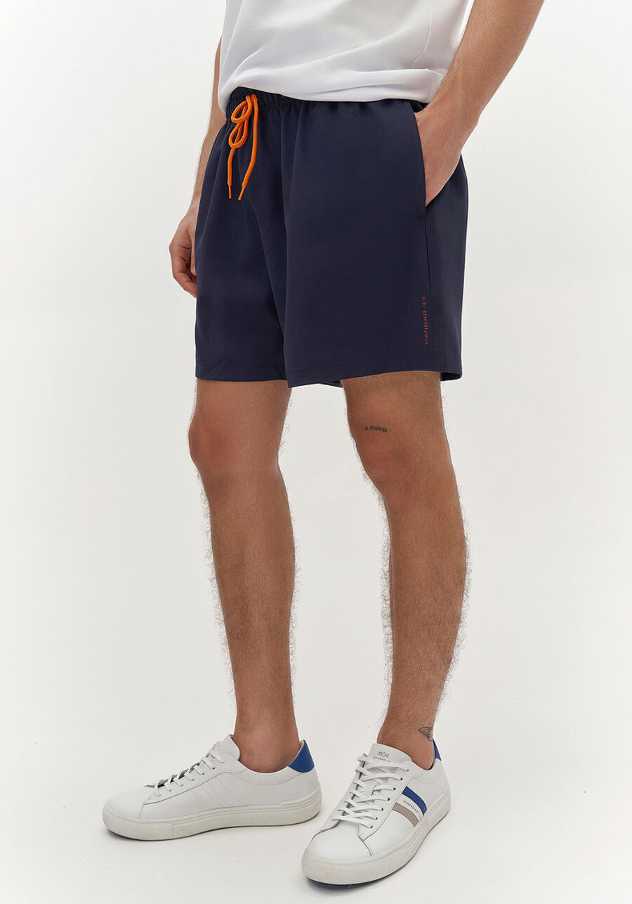 Shorts Com Bolso E Cadarço Regulável Em Tecido Plano, MARINHO ACTION. Shorts Com Bolso E Cadarço Regulável Em Tecido Plano, MARINHO ACTION, large.