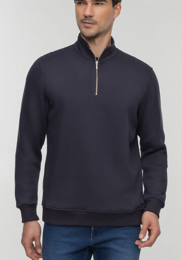 Blusão Com Gola Alta E Zíper Em Moletom Peluciado, MARINHO IMPERIO. Blusão Com Gola Alta E Zíper Em Moletom Peluciado, MARINHO IMPERIO, large.